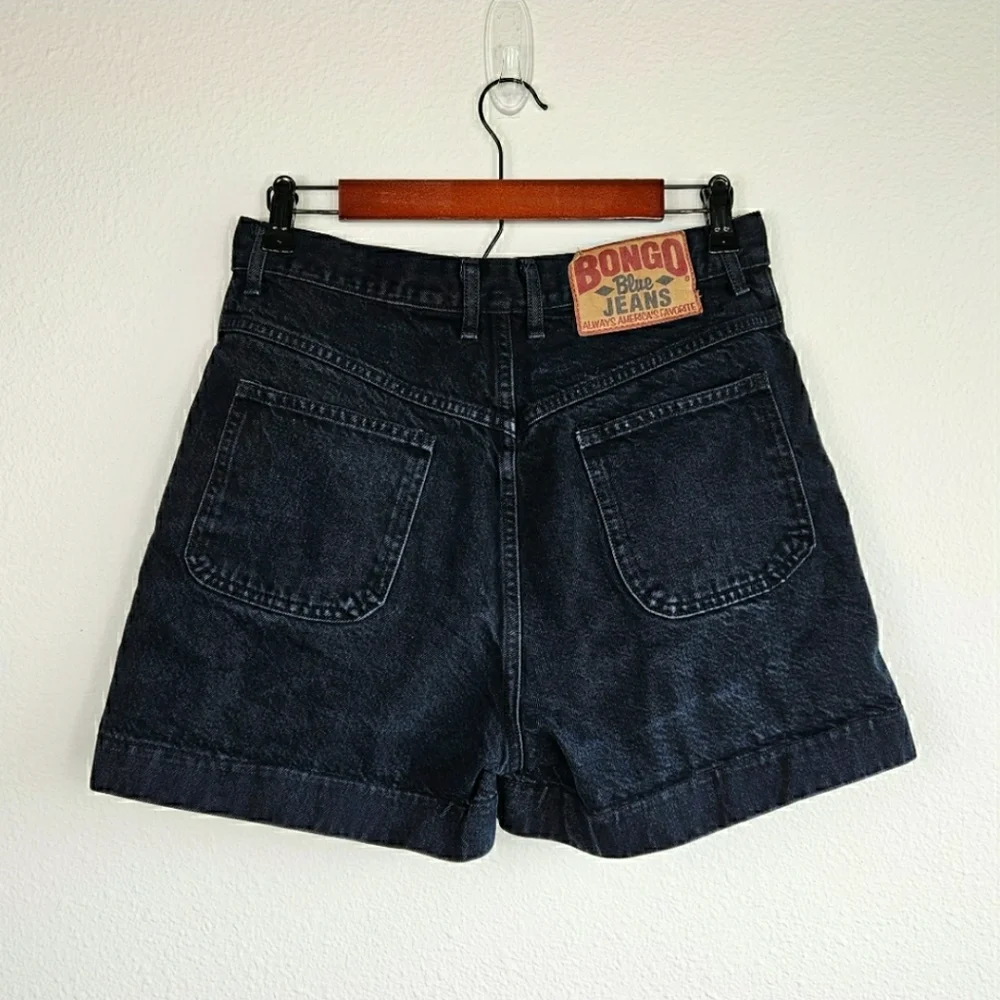Vintage Bongo Black Denim Mom Shorts Size 11 - Picture 1 of 8
